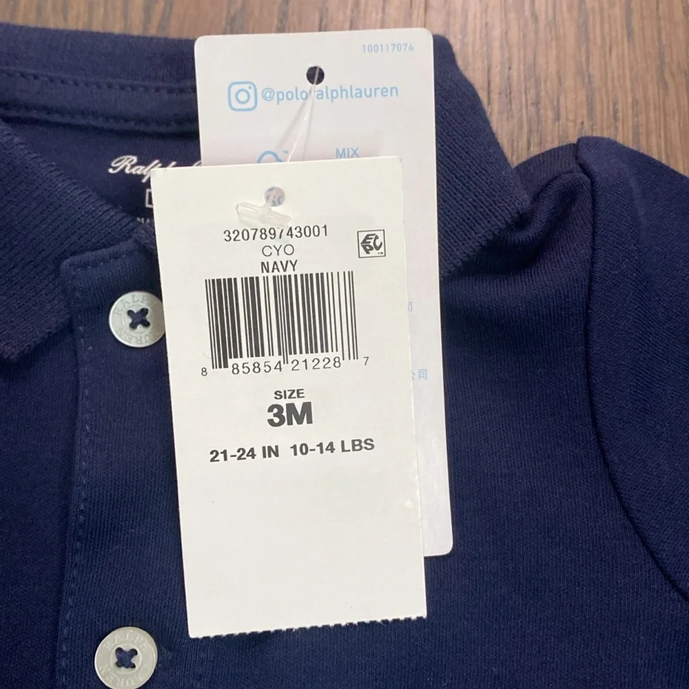 NWT Ralph Lauren Navy Baby Boy Cotton Polo Coverall 3 month - Picture 6 of 10